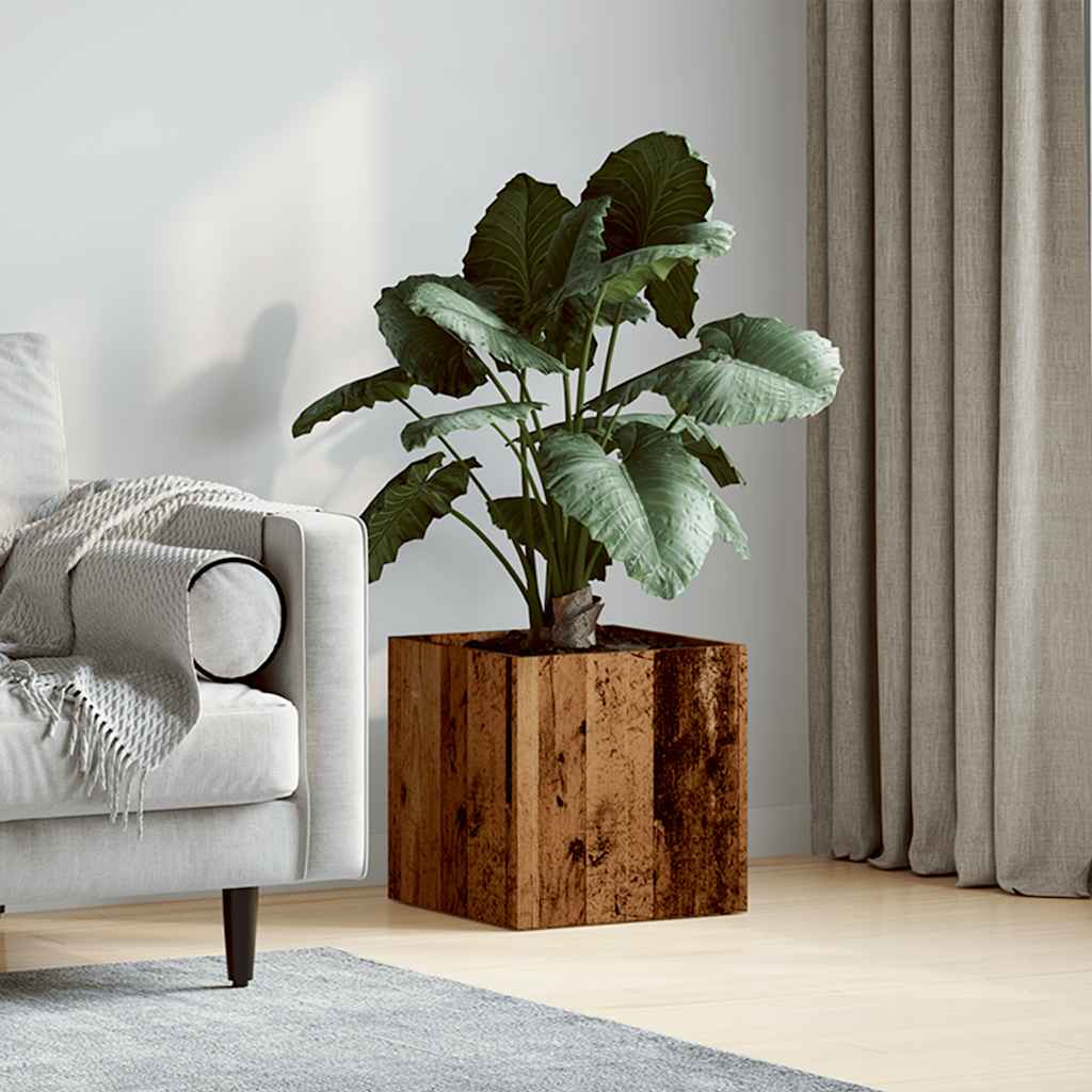 vidaXL Pflanzgefäß Altholz-Optik 40x40x40 cm Holzwerkstoff - Image 3