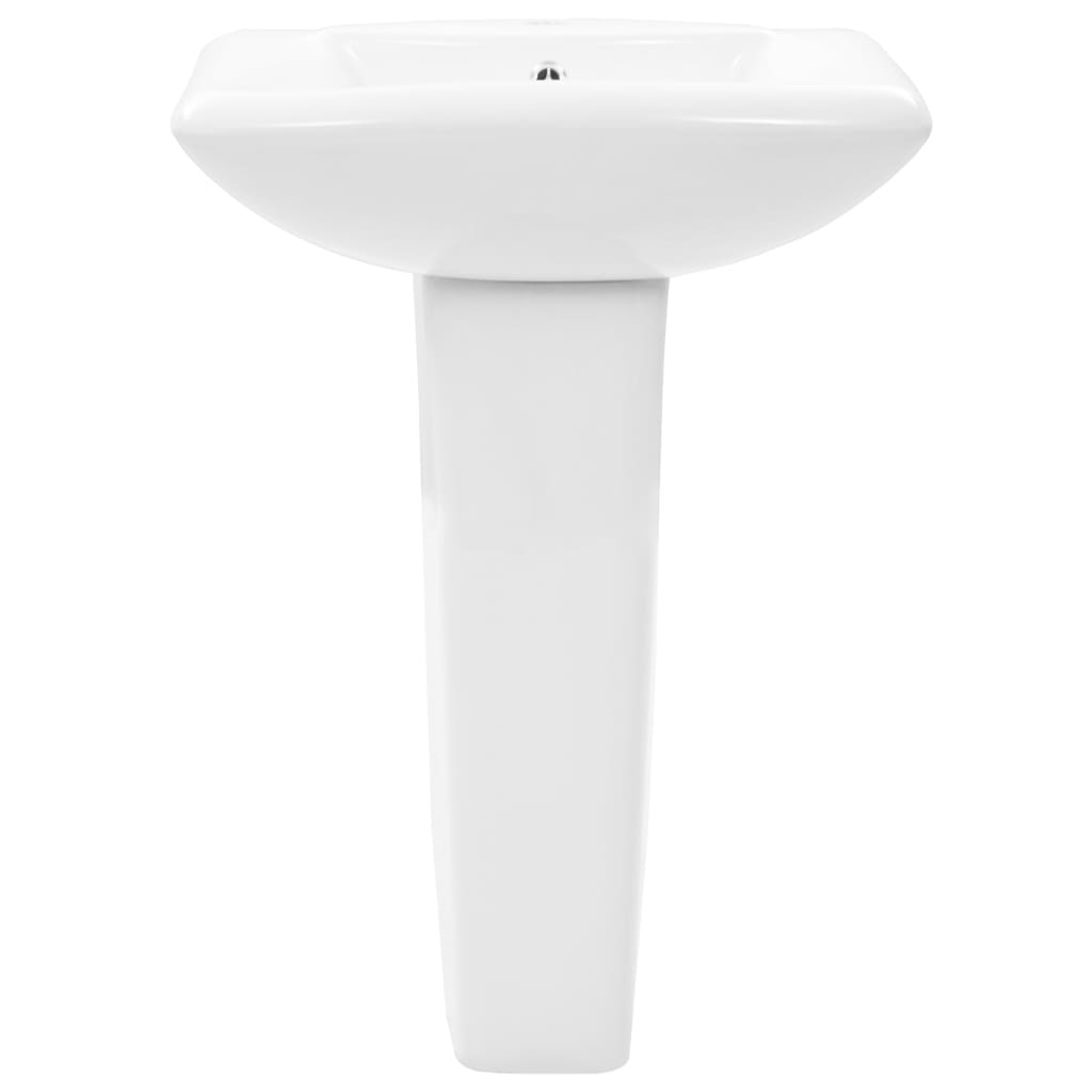 vidaXL Freistehendes Waschbecken mit Säule Keramik Weiß 580x470x200 mm - Image 3