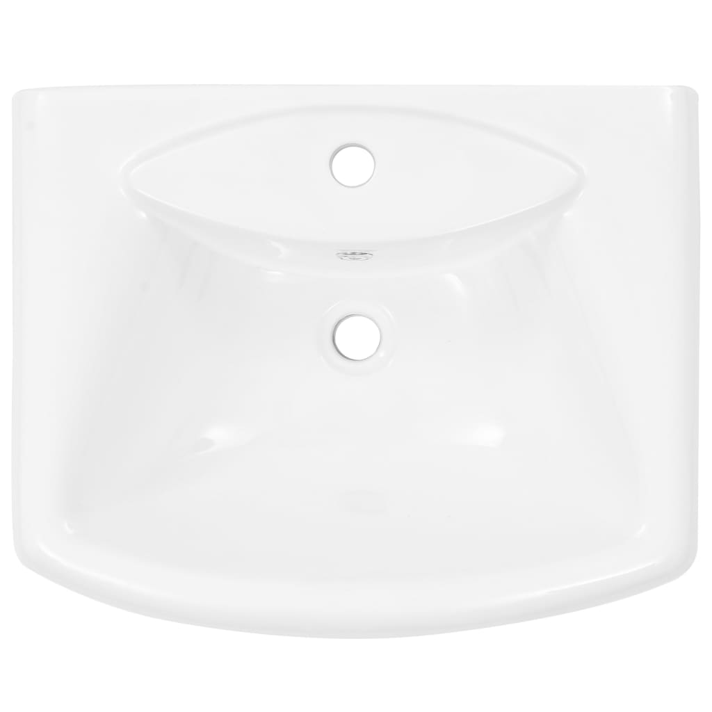 vidaXL Freistehendes Waschbecken mit Säule Keramik Weiß 580x470x200 mm - Image 5