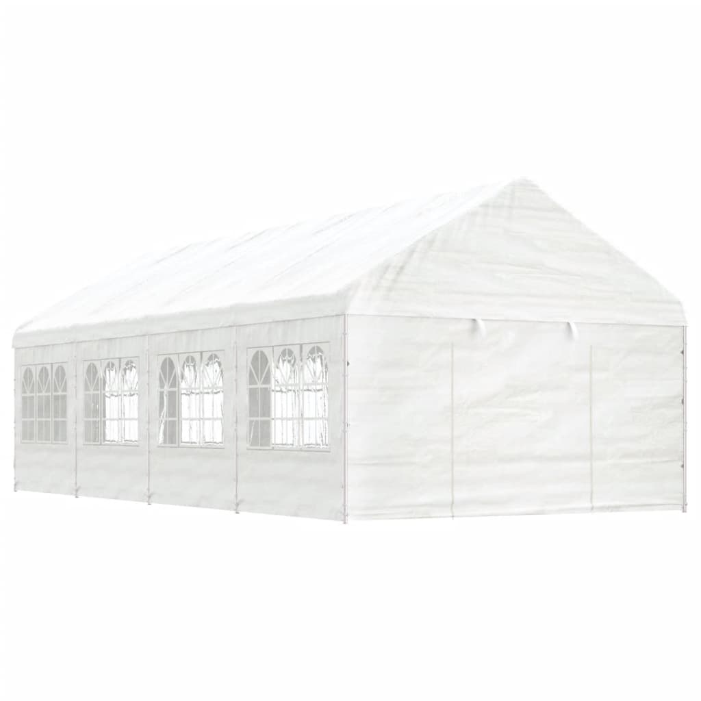 vidaXL Pavillon mit Dach Weiß 8,92x4,08x3,22 m Polyethylen