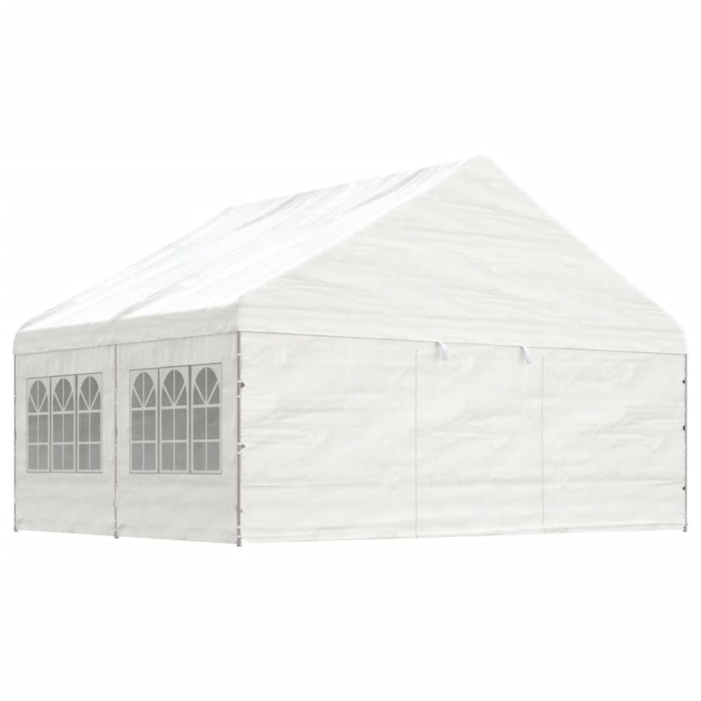 vidaXL Pavillon mit Dach Weiß 4,46x5,88x3,75 m Polyethylen