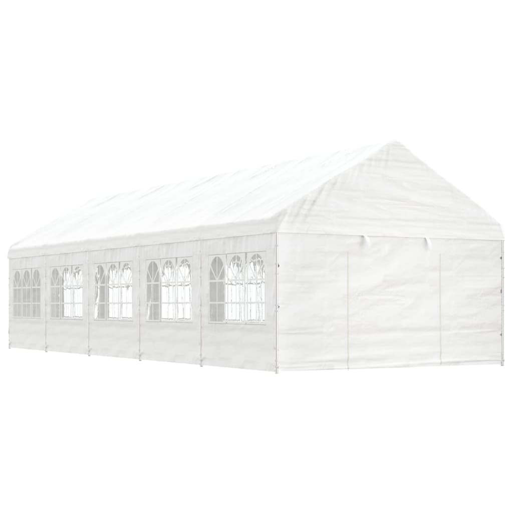 vidaXL Pavillon mit Dach Weiß 11,15x4,08x3,22 m Polyethylen