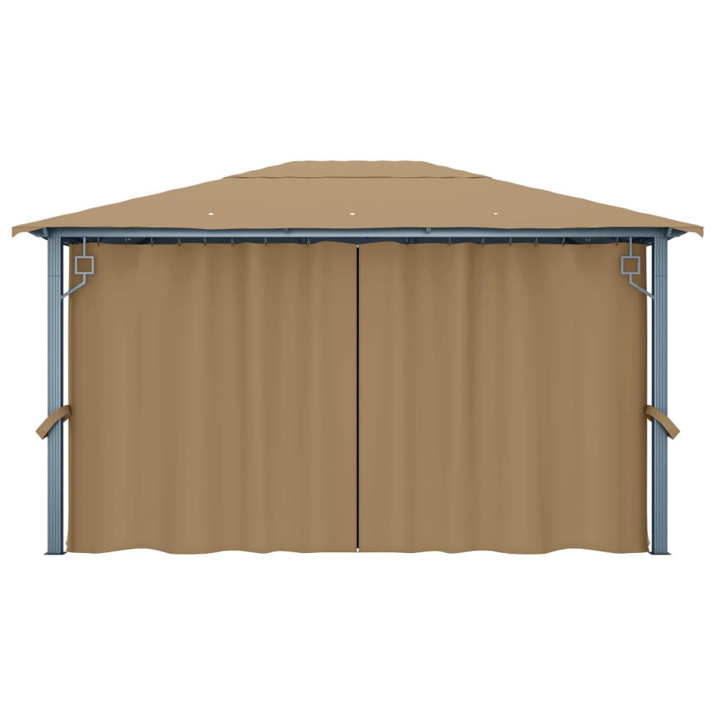 vidaXL Pavillon mit Vorhang 400x300 cm Taupe Aluminium - Image 6
