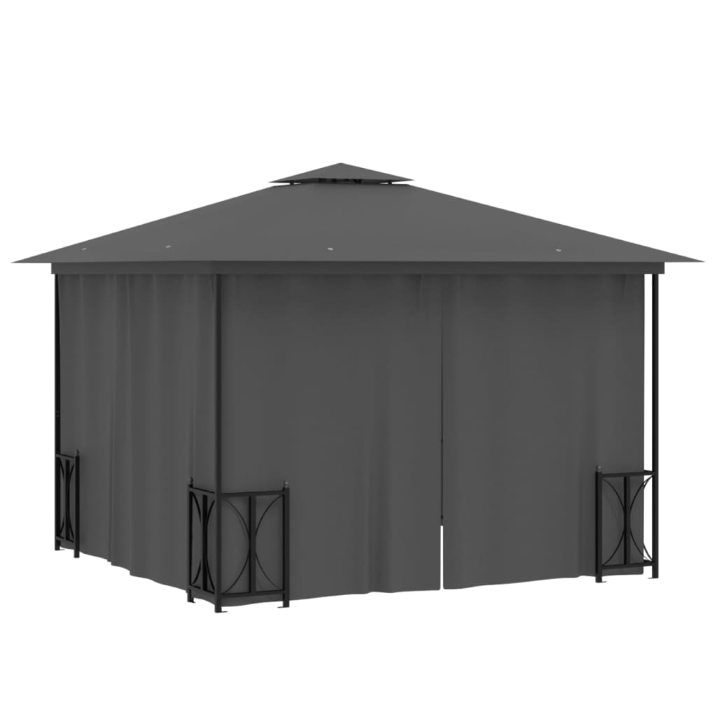 vidaXL Pavillon mit Seitenwänden & Doppeldach 3x3 m Anthrazit - Image 4