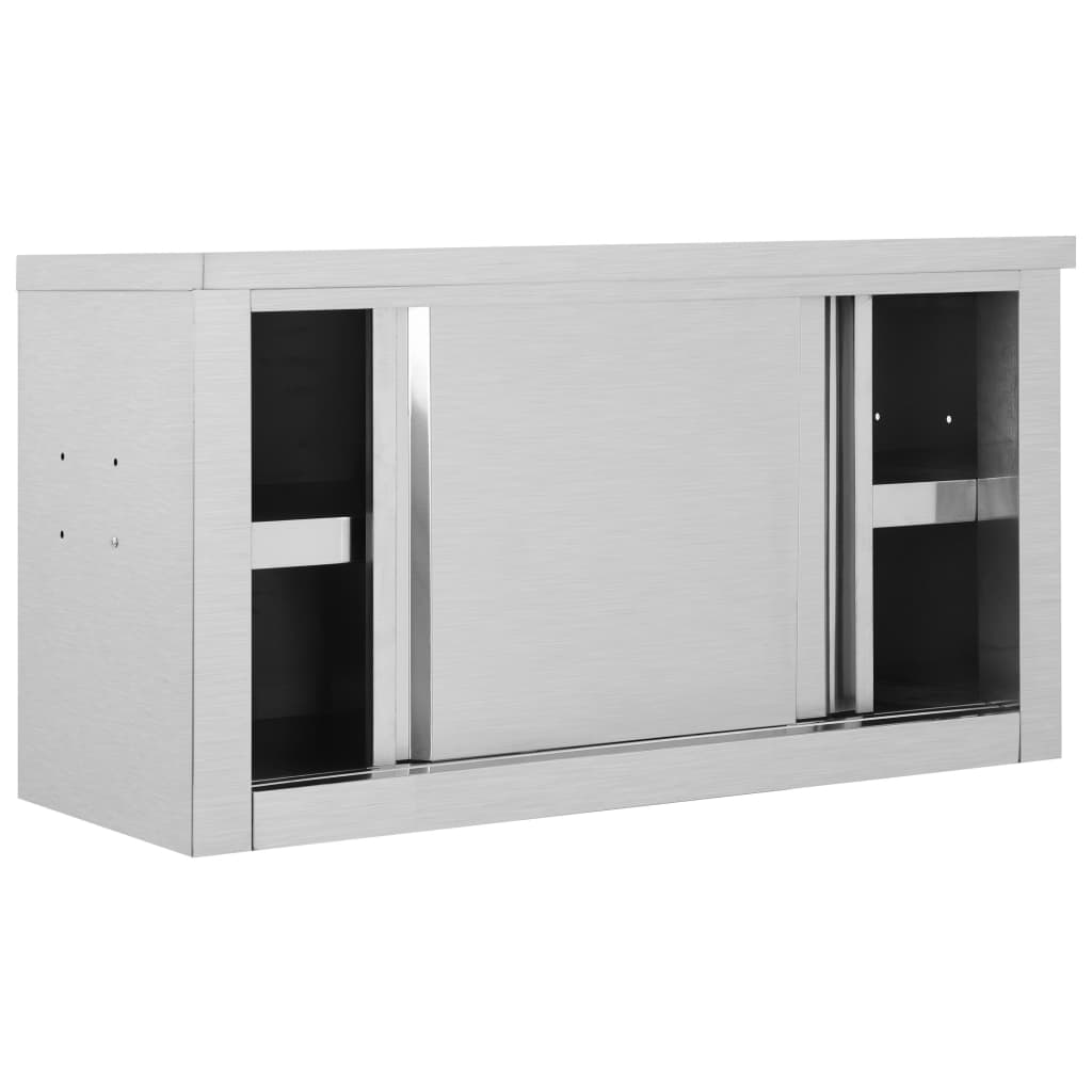 vidaXL Wandhängeschrank mit Schiebetüren 90×40×50 cm Edelstahl - Image 4