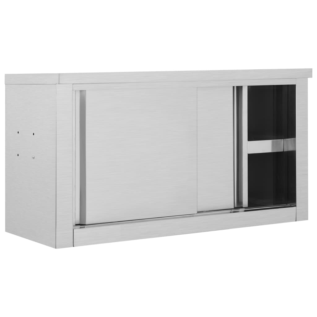 vidaXL Wandhängeschrank mit Schiebetüren 90×40×50 cm Edelstahl - Image 3