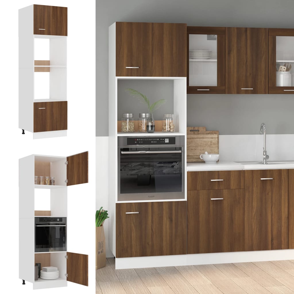 vidaXL Mikrowellenumbauschrank Lyon Braun Eichen-Optik 60x57x207 cm