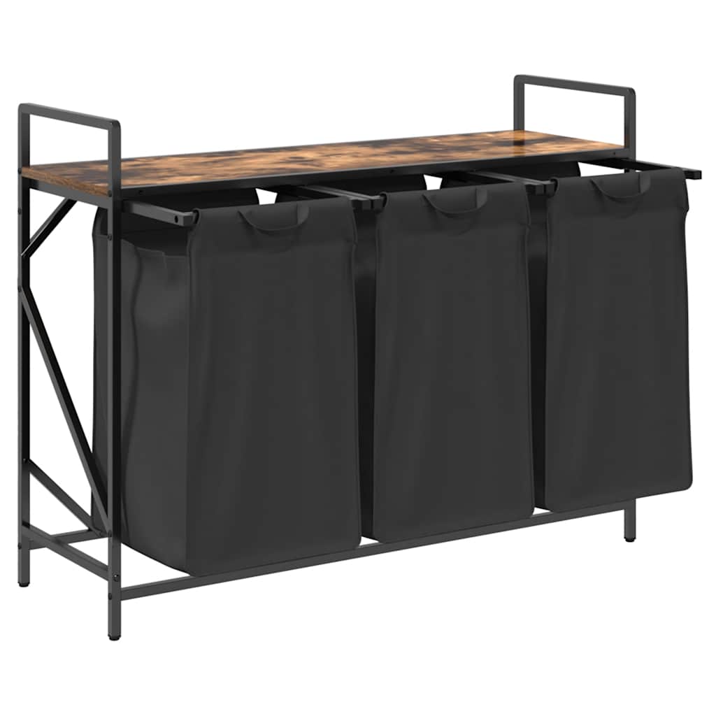 vidaXL Wäschekorb 3 Fächer mit Ablage Räuchereiche - Image 5