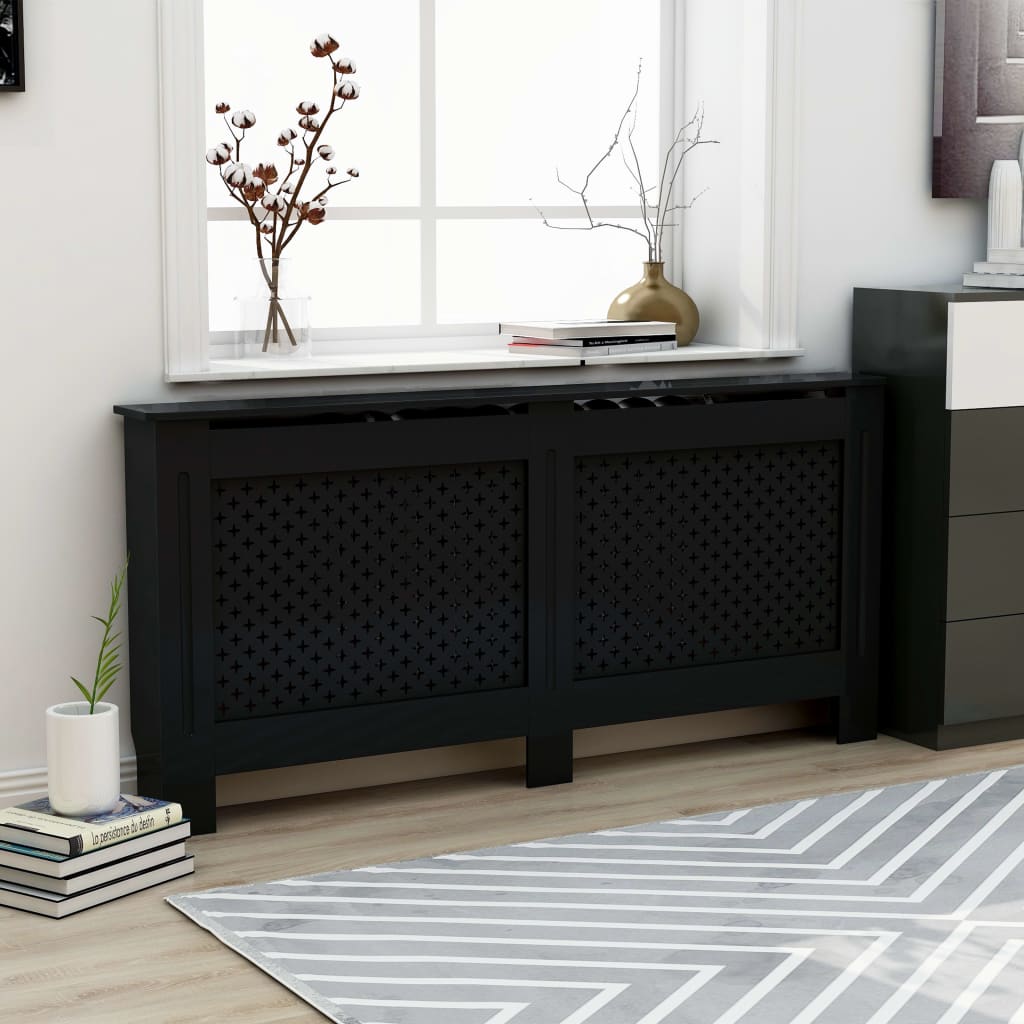 vidaXL Heizkörperverkleidung Schwarz 172x19x81,5 cm MDF