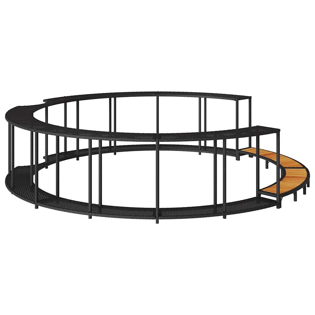 vidaXL Whirlpool-Umrandung mit Stauraum Holztreppe Schwarz Poly Rattan - Image 6