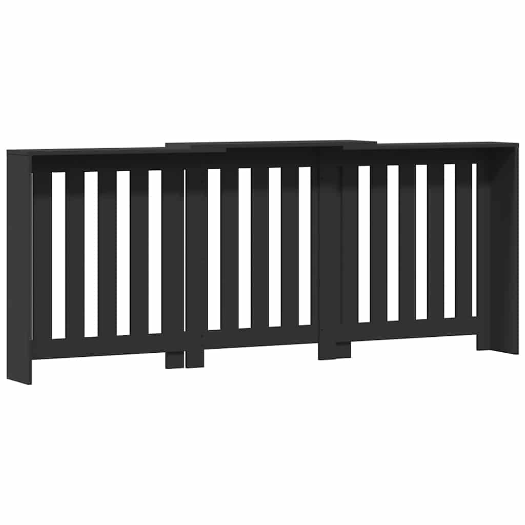 vidaXL Heizkörperverkleidung Schwarz 205x21,5x83,5 cm Holzwerkstoff - Image 5