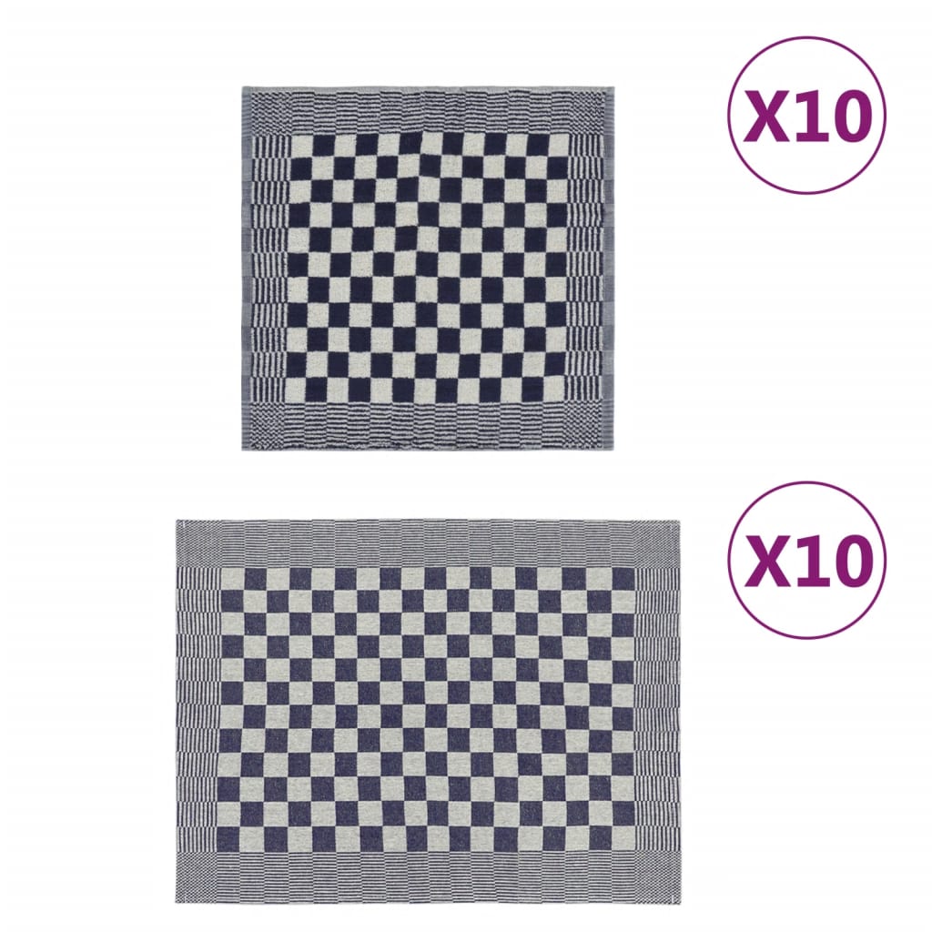 vidaXL 20-tlg. Handtuch-Set Blau und Weiß Baumwolle