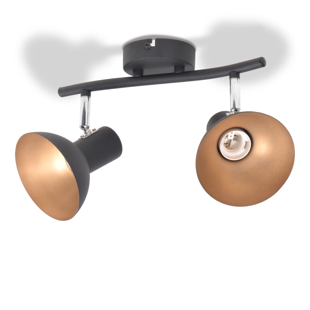 vidaXL Deckenlampe für 2 Glühbirnen E27 Schwarz und Gold - Image 3
