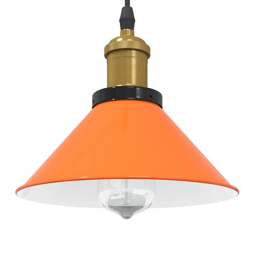 vidaXL Pendelleuchte Höhenverstellbar E27 Orange Glänzend Ø22cm Metall