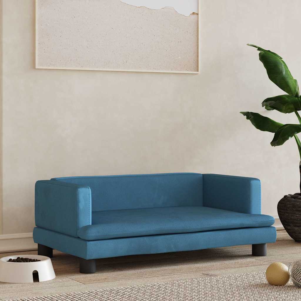 vidaXL Hundebett Blau 80x45x30 cm Samt