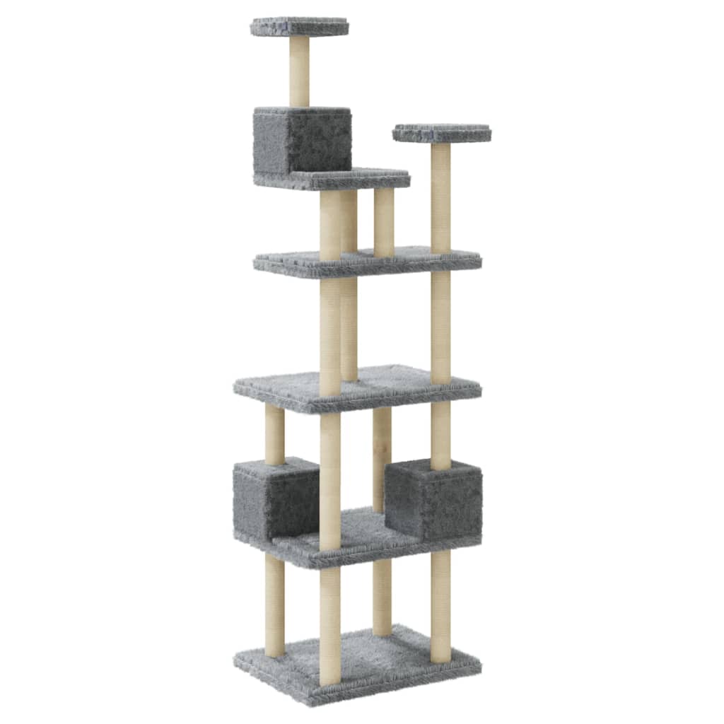 vidaXL Kratzbaum mit Sisal-Kratzsäulen Hellgrau 188 cm - Image 6