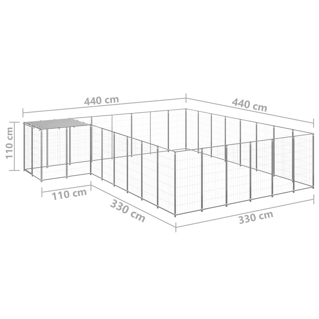 vidaXL Hundezwinger Silbern 15,73 m² Stahl - Image 6