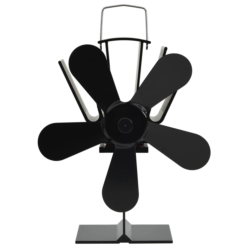 vidaXL Ofenventilator Wärmebetrieben 5 Blätter Schwarz - Image 3