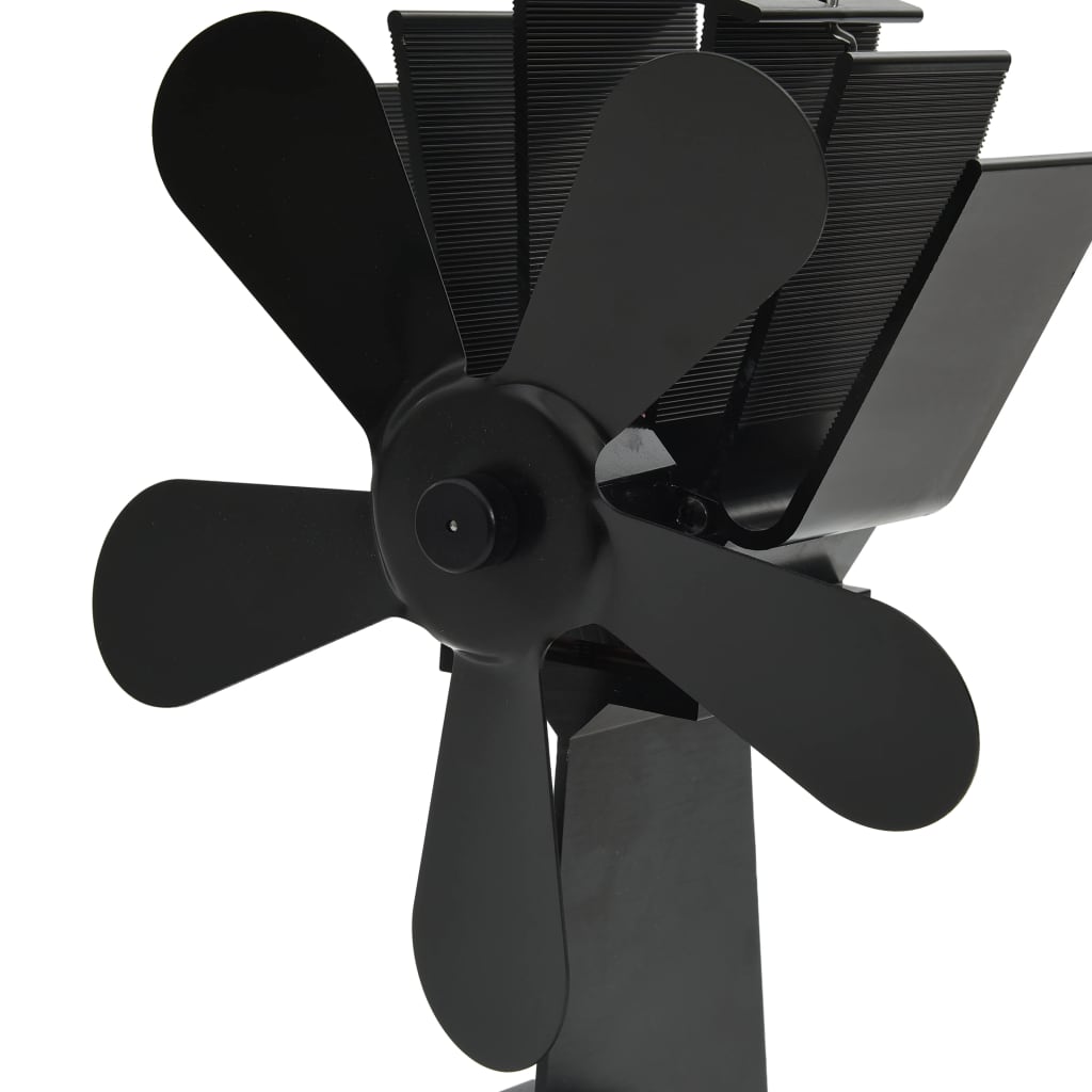 vidaXL Ofenventilator Wärmebetrieben 5 Blätter Schwarz - Image 6