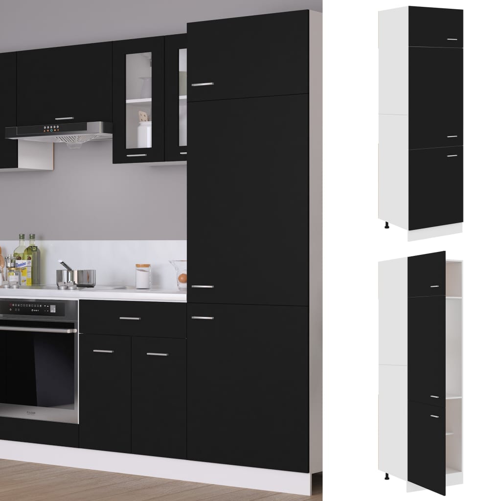 vidaXL Kühlumbauschrank Lyon Schwarz 60x57x207 cm Holzwerkstoff