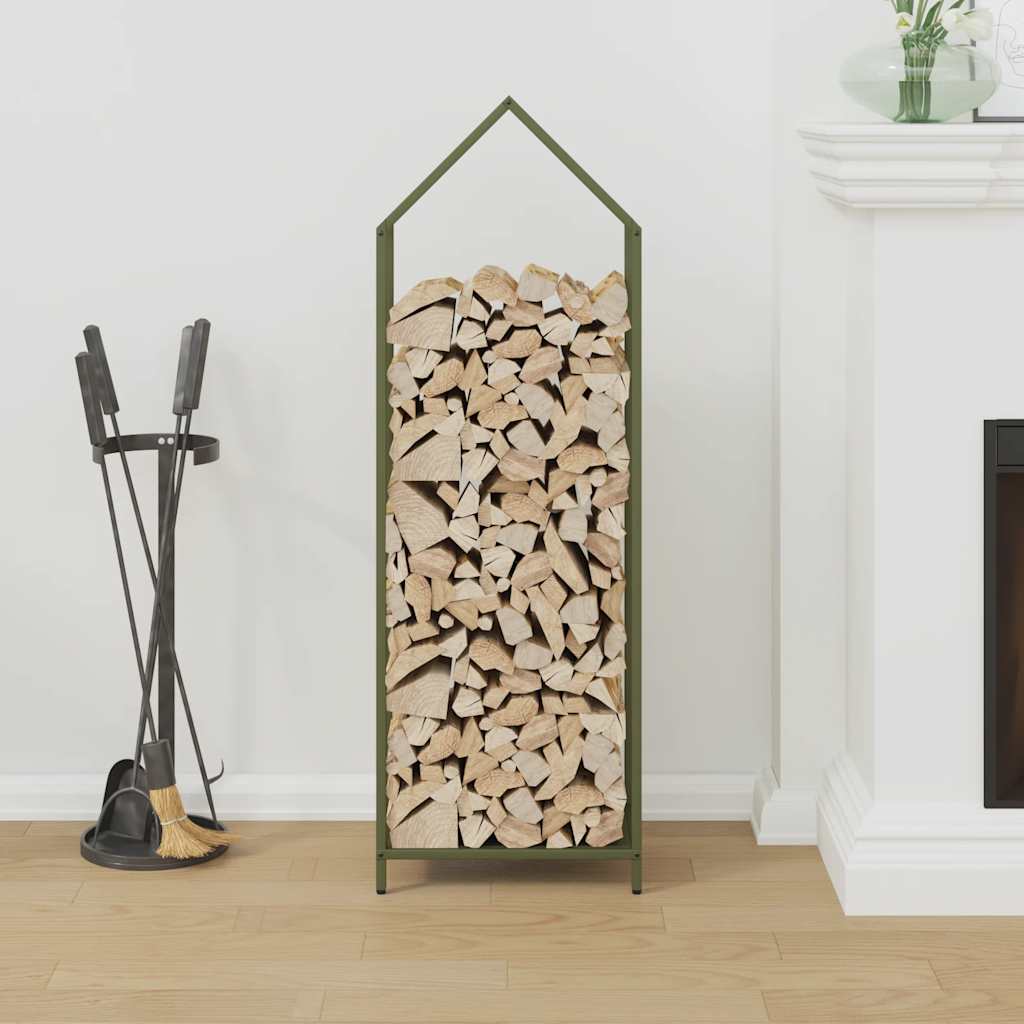 vidaXL Brennholzregal Olivgrün 40x25x120 cm Kaltgewalzter Stahl - Image 3
