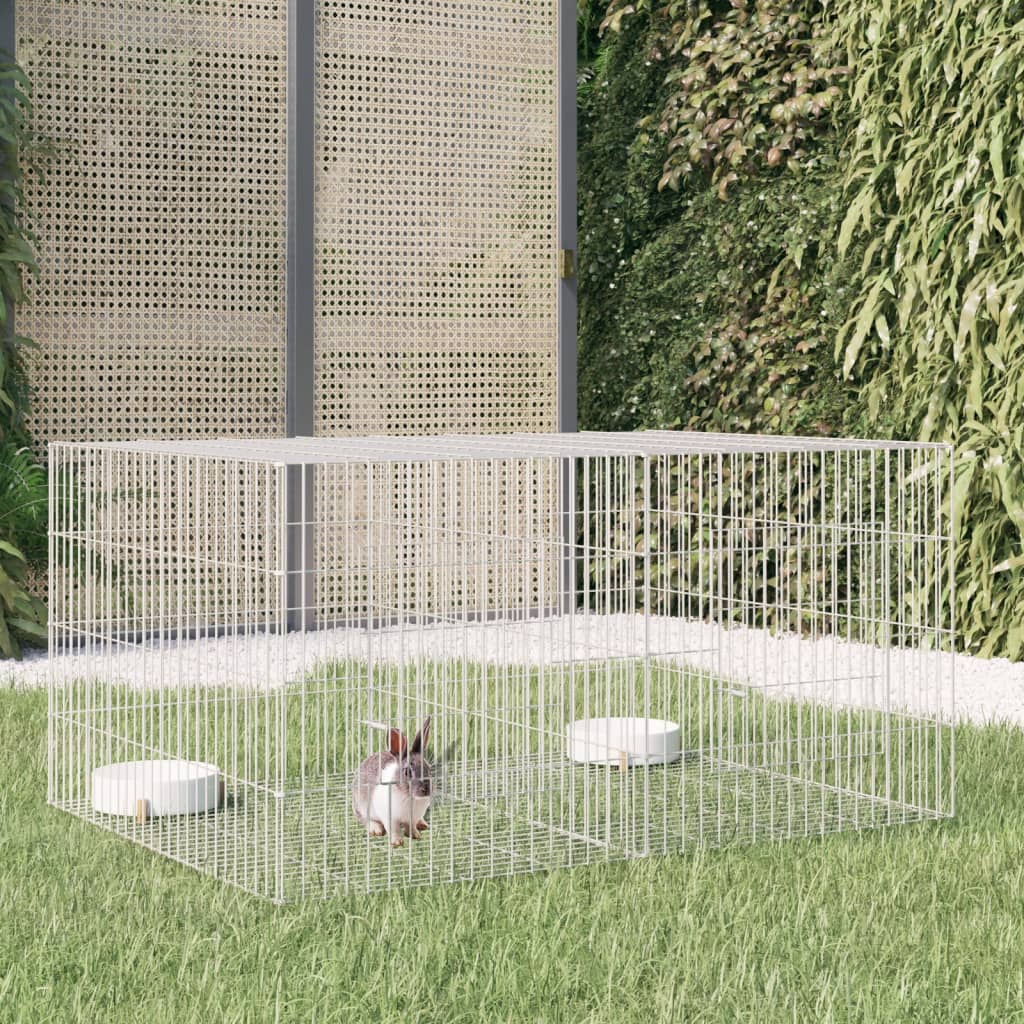 vidaXL Kaninchenkäfig 2 Paneele 110x79x54 cm Verzinktes Eisen