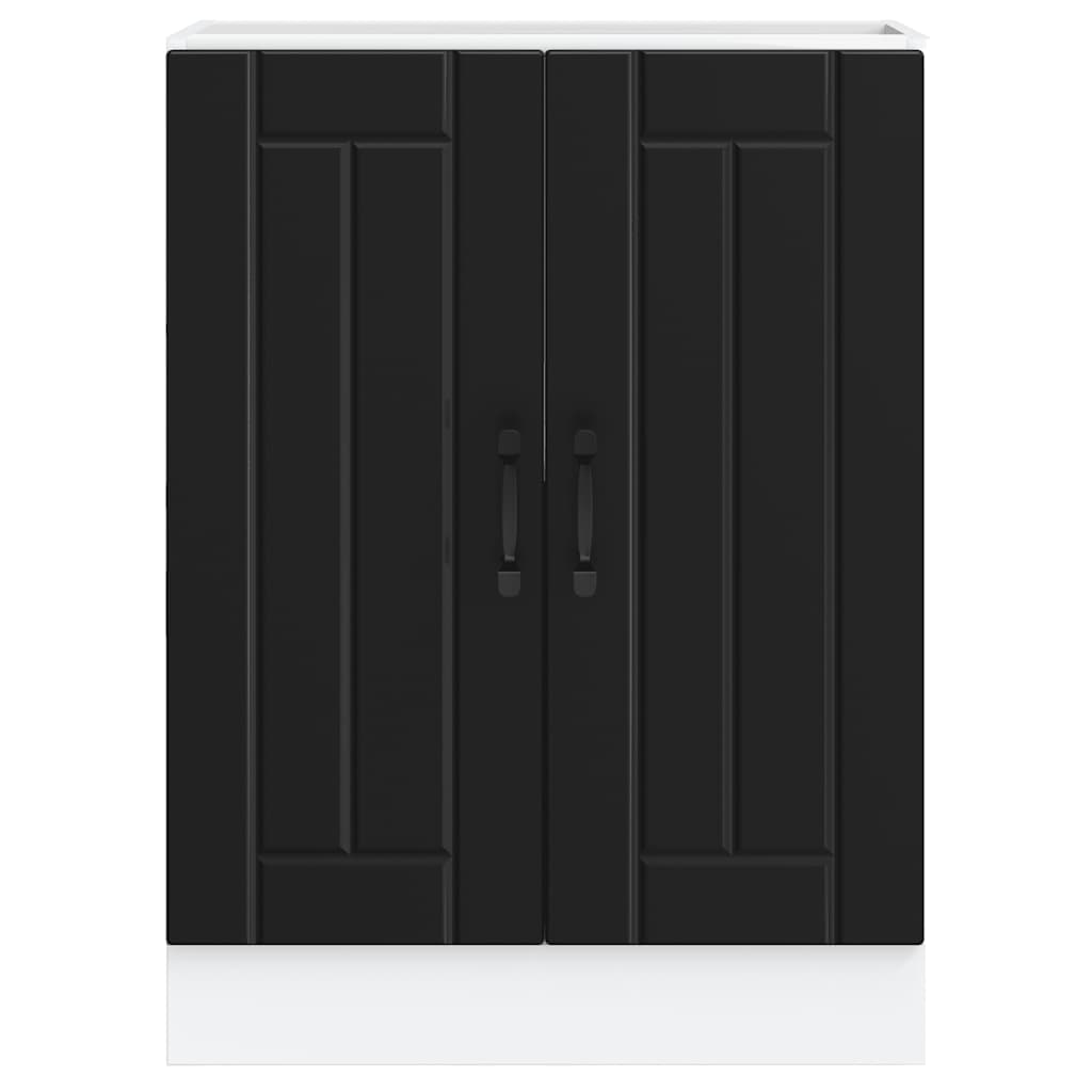 vidaXL Spülenunterschrank Lucca Schwarz Holzwerkstoff - Image 4