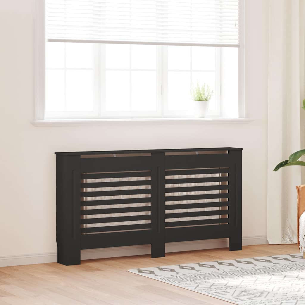 vidaXL Heizkörperverkleidung Schwarz 152x19x81,5 cm MDF