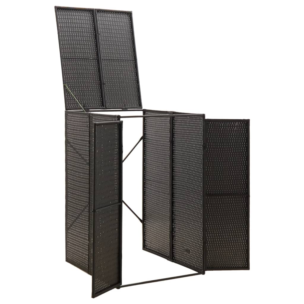 vidaXL Mülltonnenbox für 1 Tonne Schwarz 70x80x117 cm Poly Rattan - Image 3