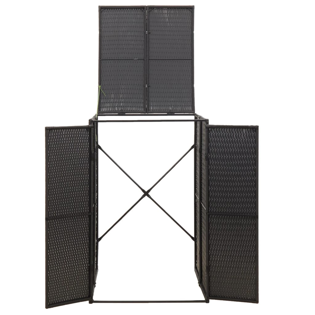 vidaXL Mülltonnenbox für 1 Tonne Schwarz 70x80x117 cm Poly Rattan - Image 4