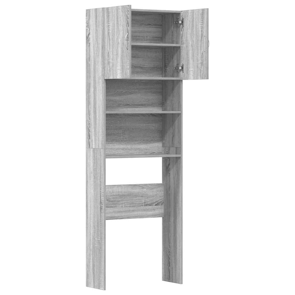 vidaXL Waschmaschinenschrank Grau Sonoma 64x24x190 cm Holzwerkstoff - Image 6