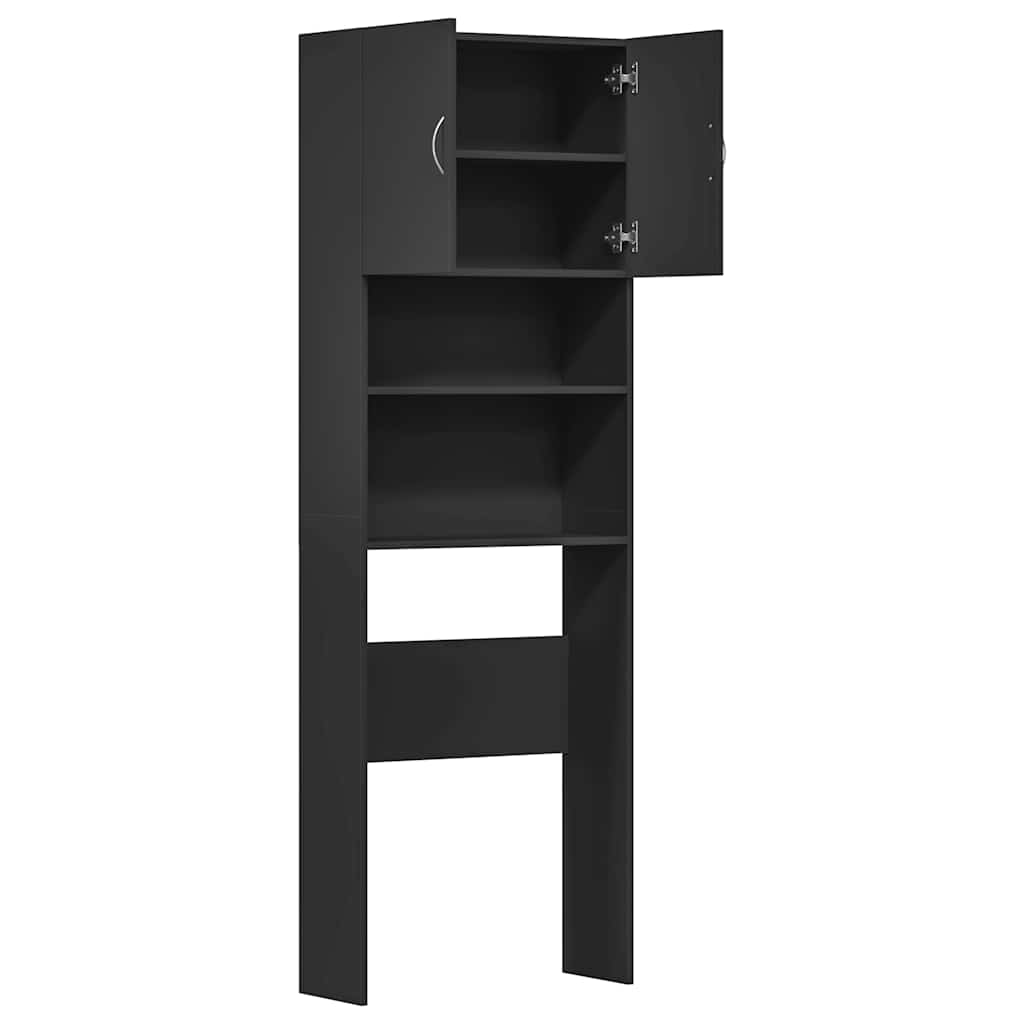 vidaXL Waschmaschinenschrank Schwarz 64x24x190 cm Holzwerkstoff - Image 6