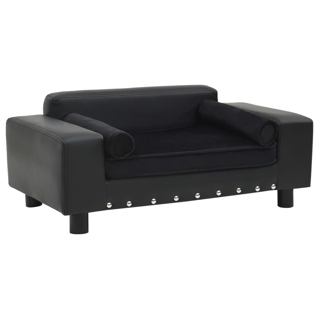 vidaXL Hundesofa Schwarz 81x43x31 cm Plüsch und Kunstleder