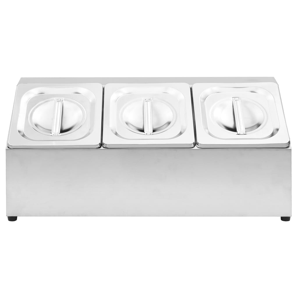 vidaXL Gastronorm-Ständer mit 3 GN 1/6 Behältern Edelstahl - Image 3