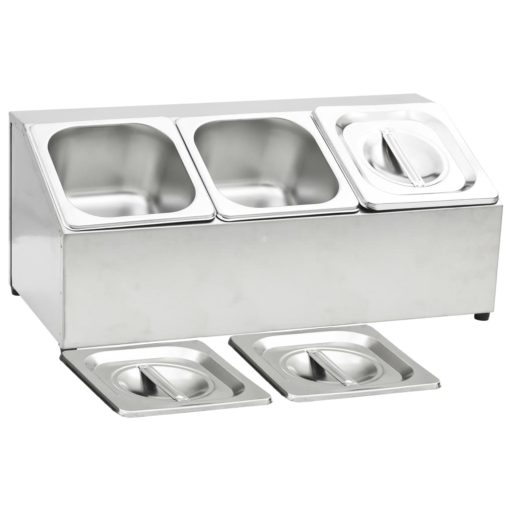 vidaXL Gastronorm-Ständer mit 3 GN 1/6 Behältern Edelstahl - Image 6
