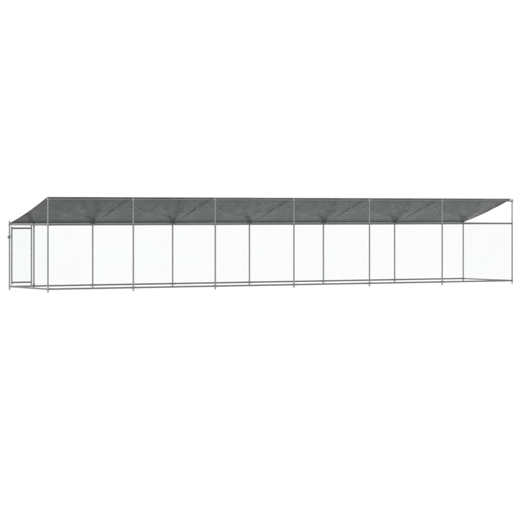 vidaXL Hundezwinger mit Dach und Tür Grau 12x2x2 m Verzinkter Stahl - Image 6