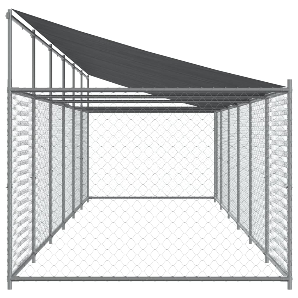 vidaXL Hundezwinger mit Dach und Tür Grau 12x2x2 m Verzinkter Stahl - Image 5