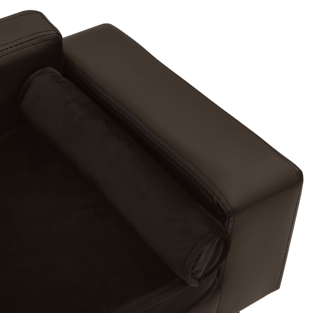 vidaXL Hundesofa Braun 81x43x31 cm Plüsch und Kunstleder - Image 5