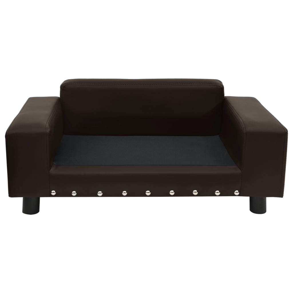 vidaXL Hundesofa Braun 81x43x31 cm Plüsch und Kunstleder - Image 3