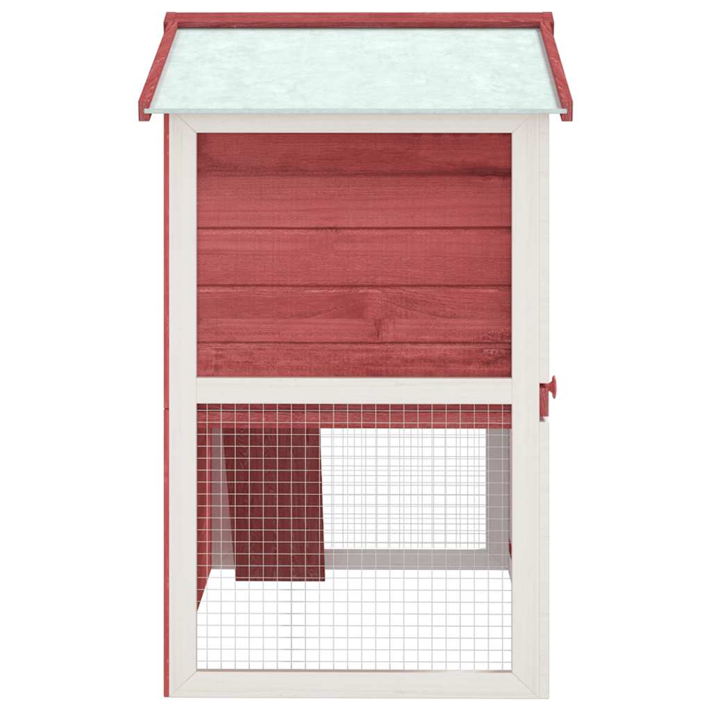 vidaXL Kaninchenstall 3 Türen Rot Holz - Image 4