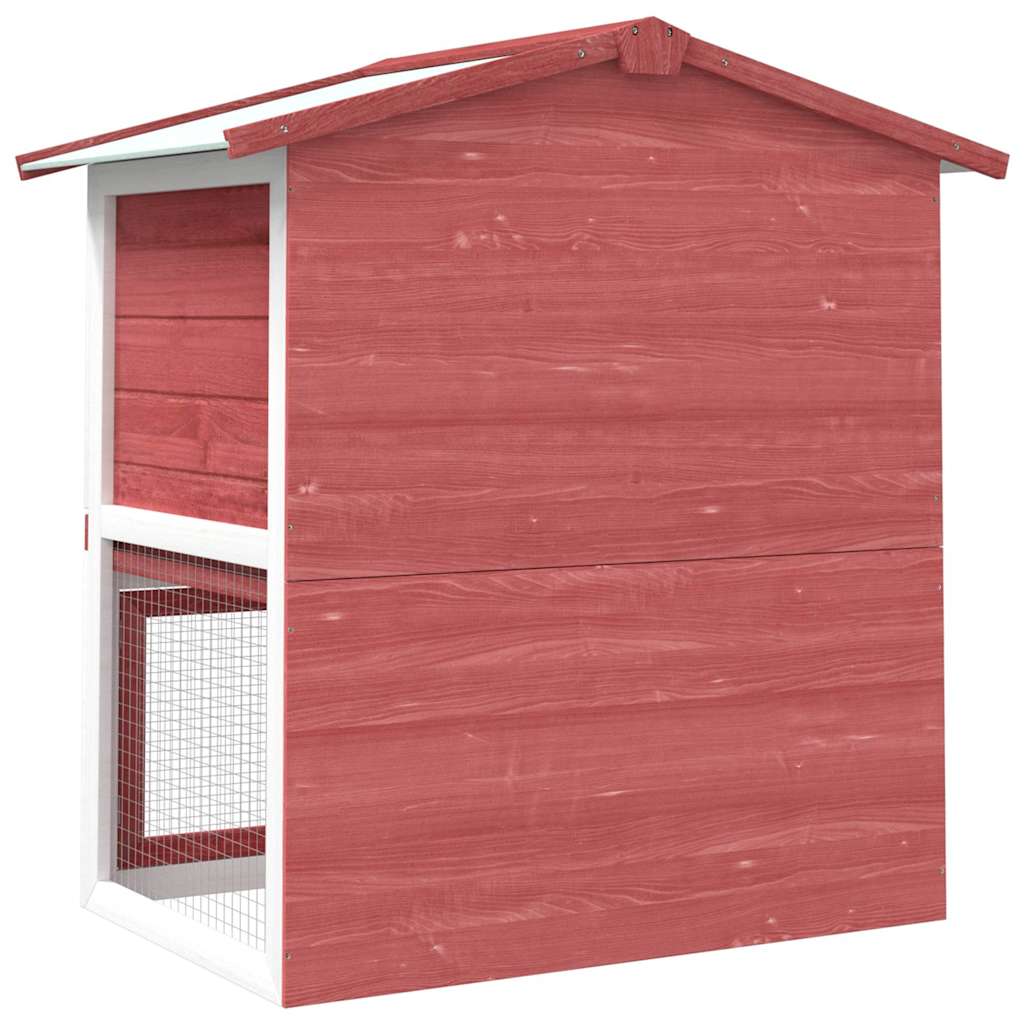 vidaXL Kaninchenstall 3 Türen Rot Holz - Image 5