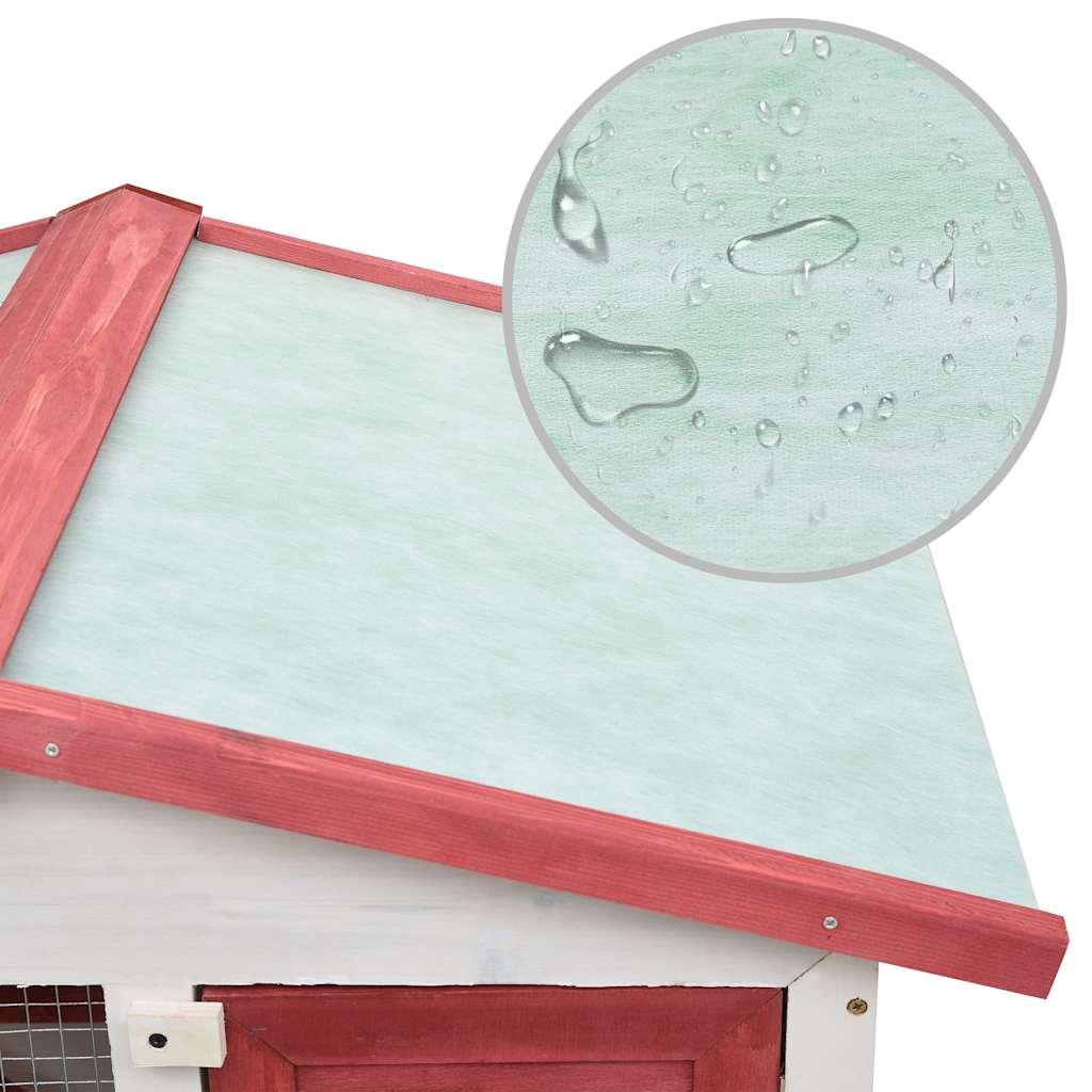 vidaXL Kaninchenstall 3 Türen Rot Holz - Image 6