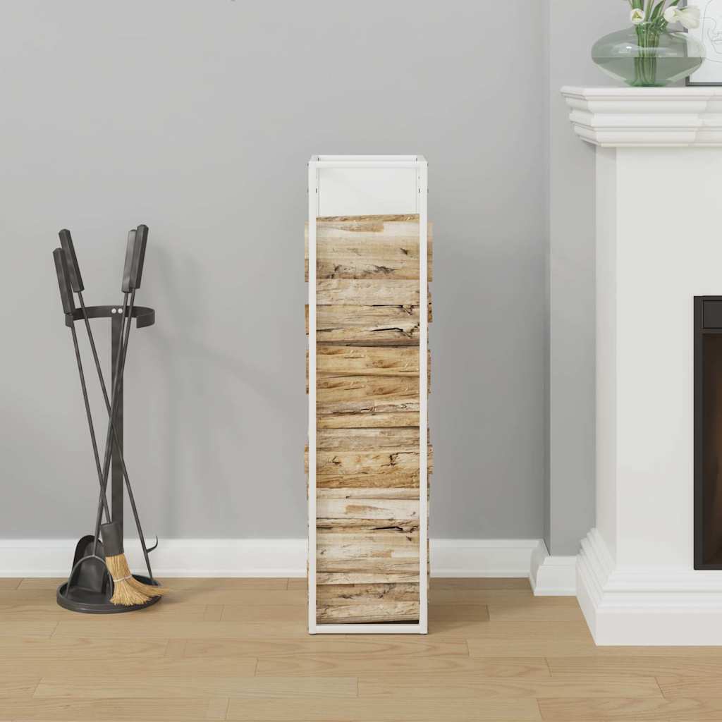 vidaXL Brennholzregal Weiß 25x25x100 cm Kaltgewalzter Stahl - Image 3