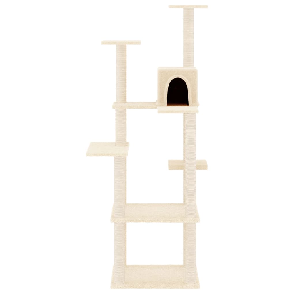 vidaXL Kratzbaum mit Sisal-Kratzsäulen Creme 153 cm - Image 3