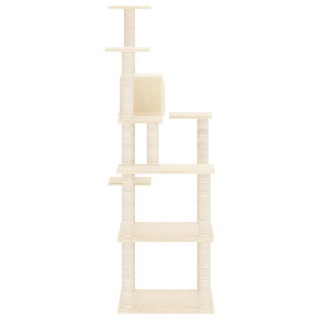 vidaXL Kratzbaum mit Sisal-Kratzsäulen Creme 153 cm - Image 4
