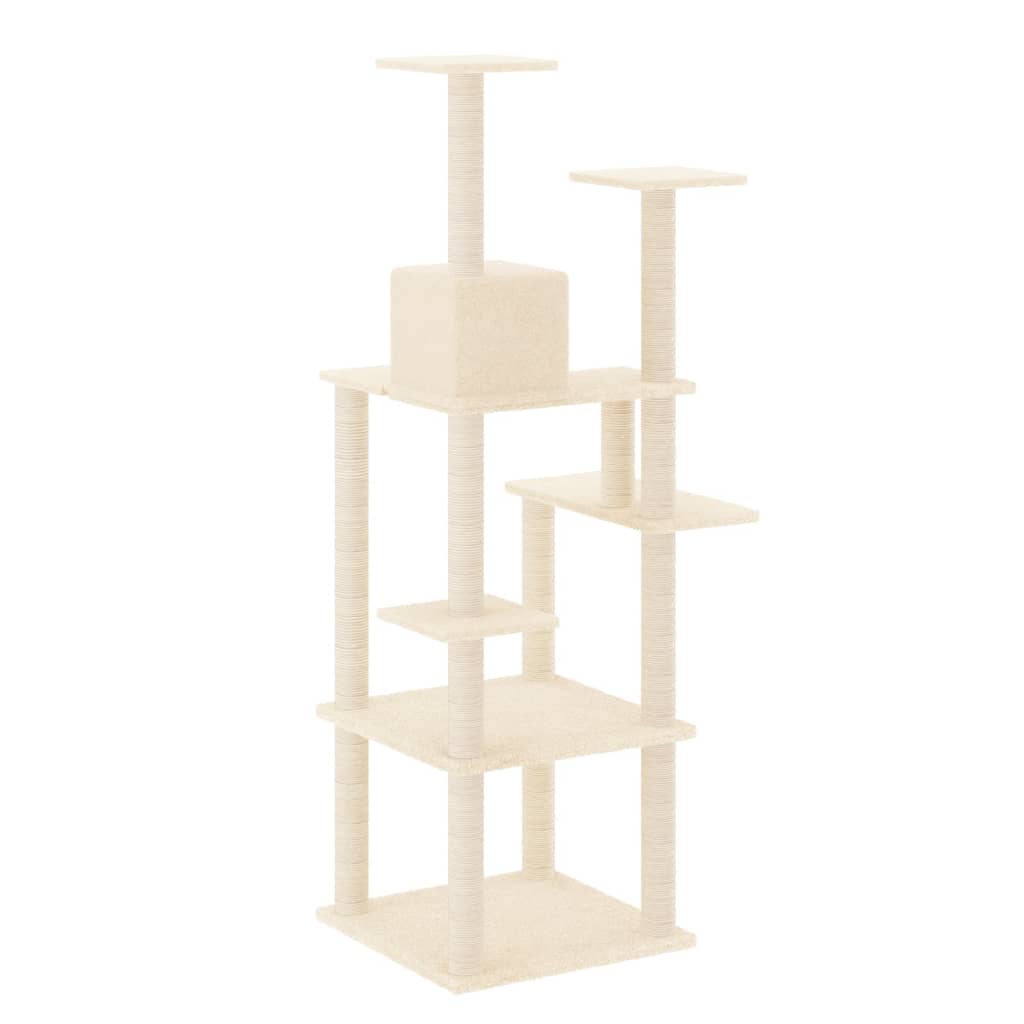 vidaXL Kratzbaum mit Sisal-Kratzsäulen Creme 153 cm - Image 5