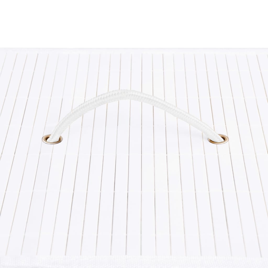 vidaXL Bambus-Wäschekorb mit 2 Fächern Weiß 100 L - Image 6