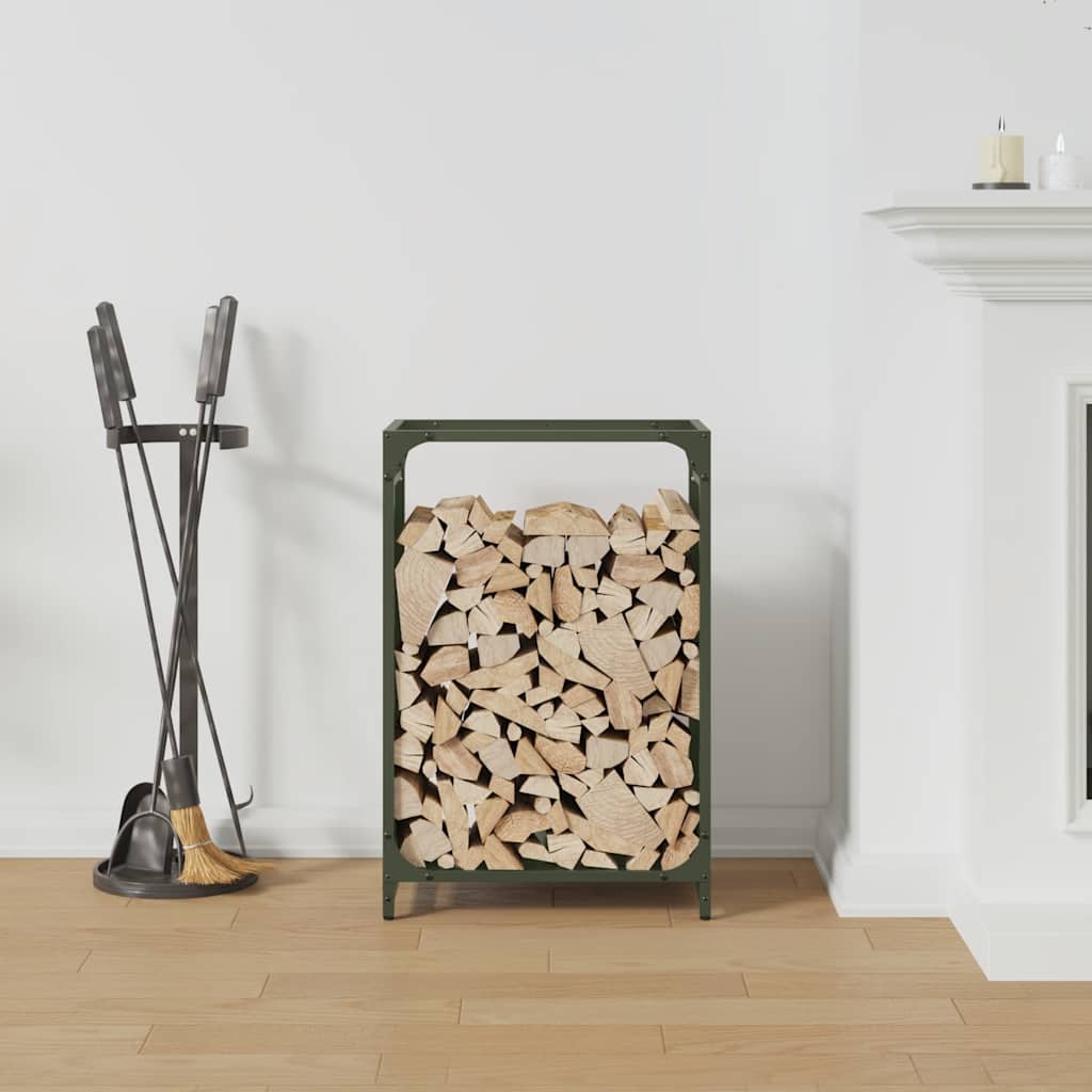 vidaXL Brennholzregal Olivgrün 44x28x65 cm Kaltgewalzter Stahl - Image 3