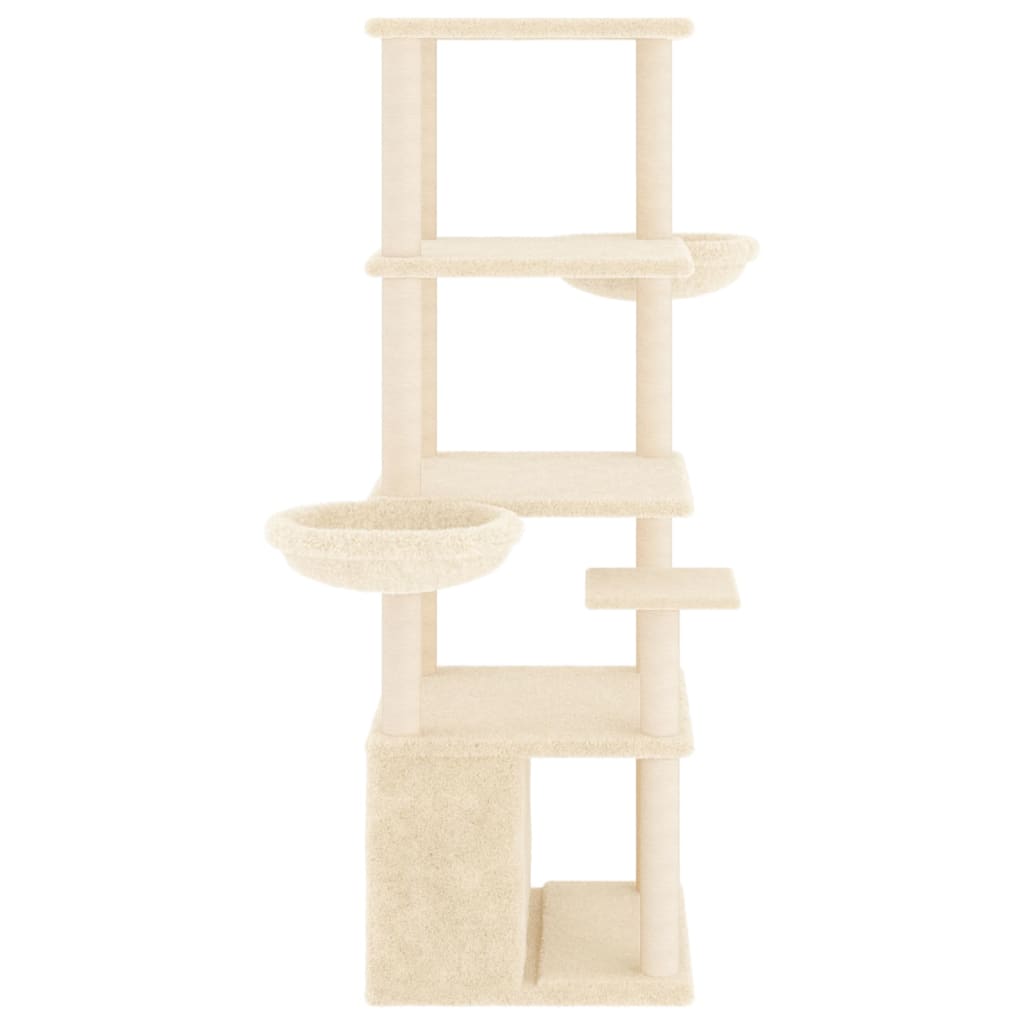 vidaXL Kratzbaum mit Sisal-Kratzsäulen Creme 147 cm - Image 4