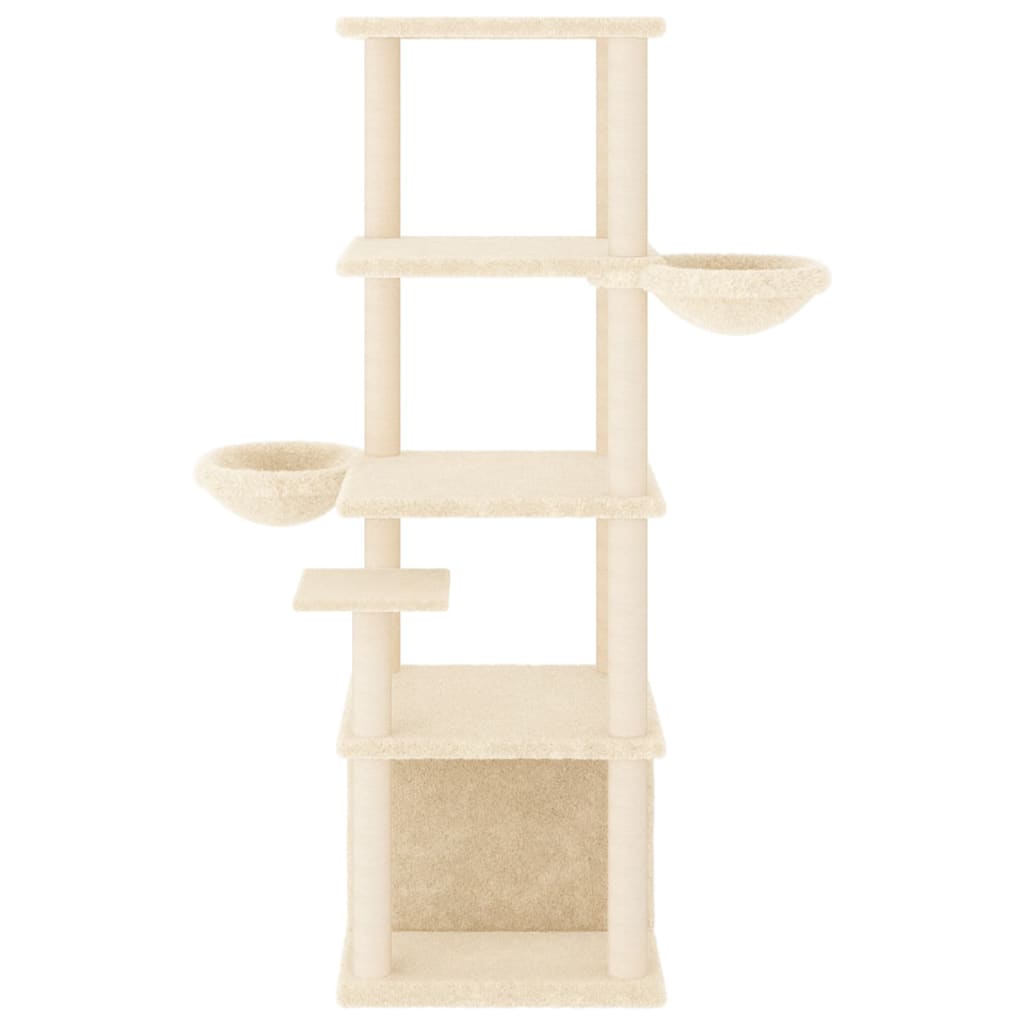 vidaXL Kratzbaum mit Sisal-Kratzsäulen Creme 147 cm - Image 3